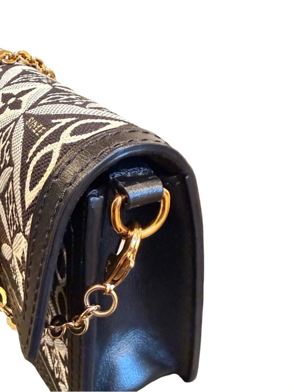 Louis Vuitton 1854 Dauphine Chain Wallet /Bag Black Ivory Jacquard LV Crossbody - Picture 14 of 17